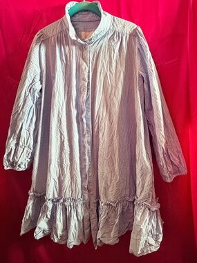 Anthropologie Light Blue Striped Ruffle-Hem Dress